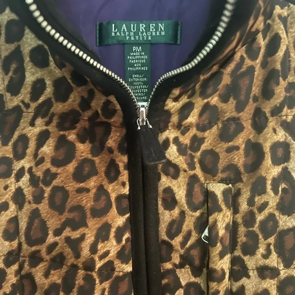LAUREN RALPH LAUREN Petite Cheetah Vest Size PM - Picture 3 of 9